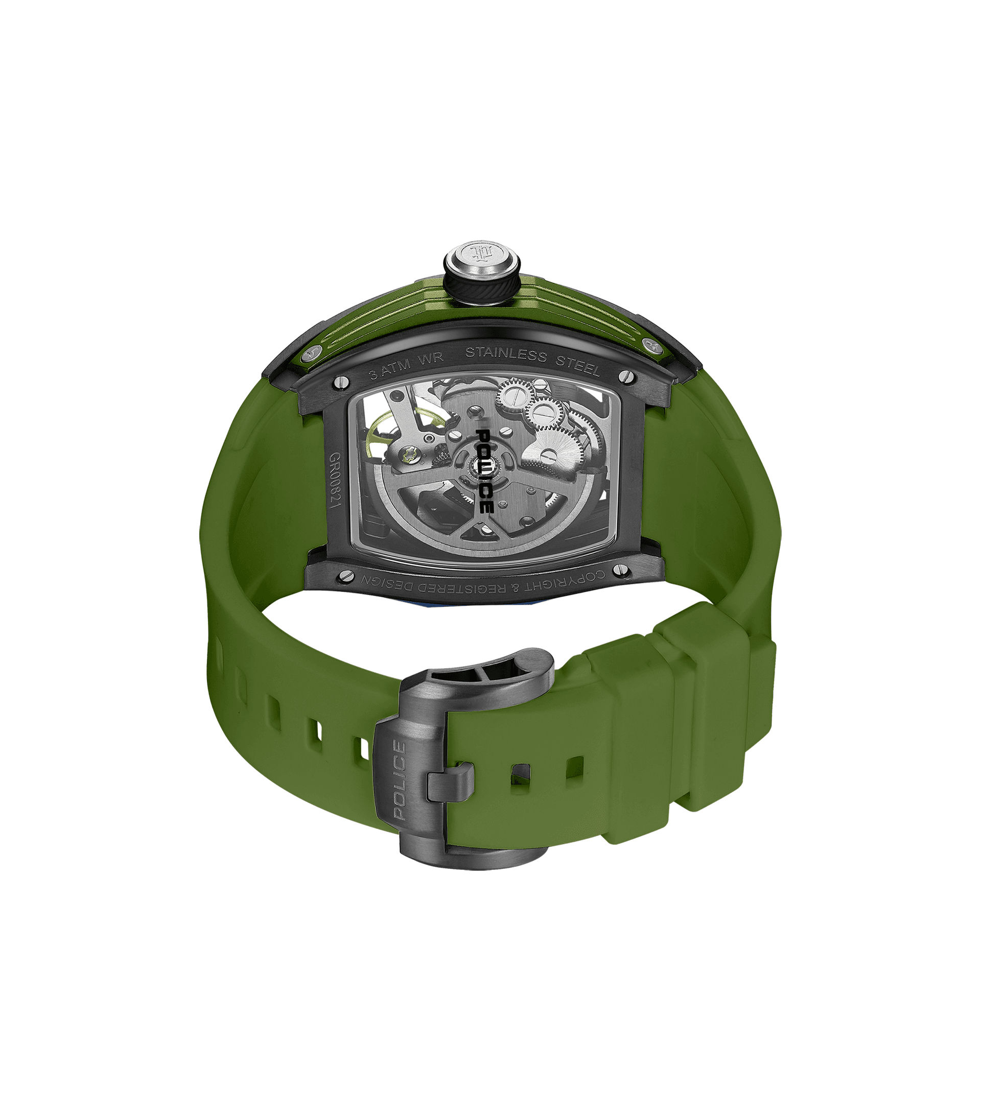 Police Tampa PEWGR0082101 Herrenuhr Oliv • Automatikwerk • Skelettiertes Zifferblatt, Bild 3