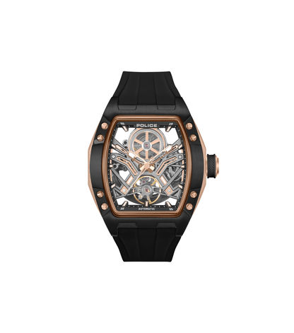 Police Tampa PEWGR0082104-SET Herrenuhr Schwarz • Automatikwerk • Skelettiertes Zifferblatt