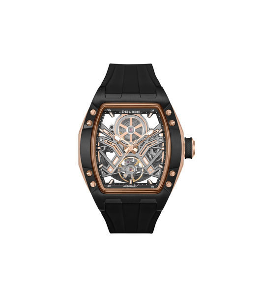 Police Tampa PEWGR0082104-SET Herrenuhr Schwarz • Automatikwerk • Skelettiertes Zifferblatt