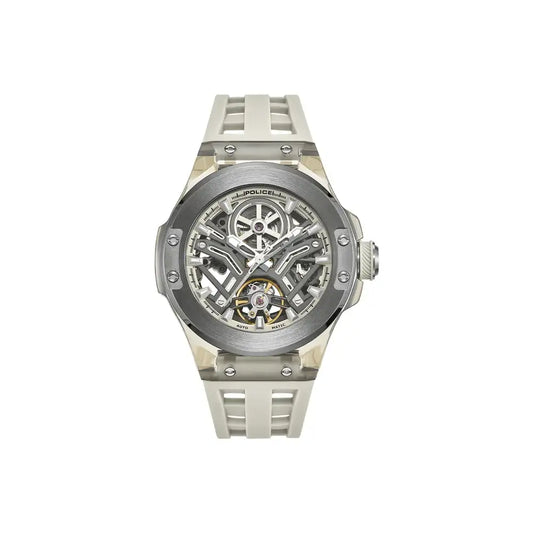 Police Cyclone PEWGR0082201-SET Herrklocka Grå • Skelett Automaturverk • Silikonarmband