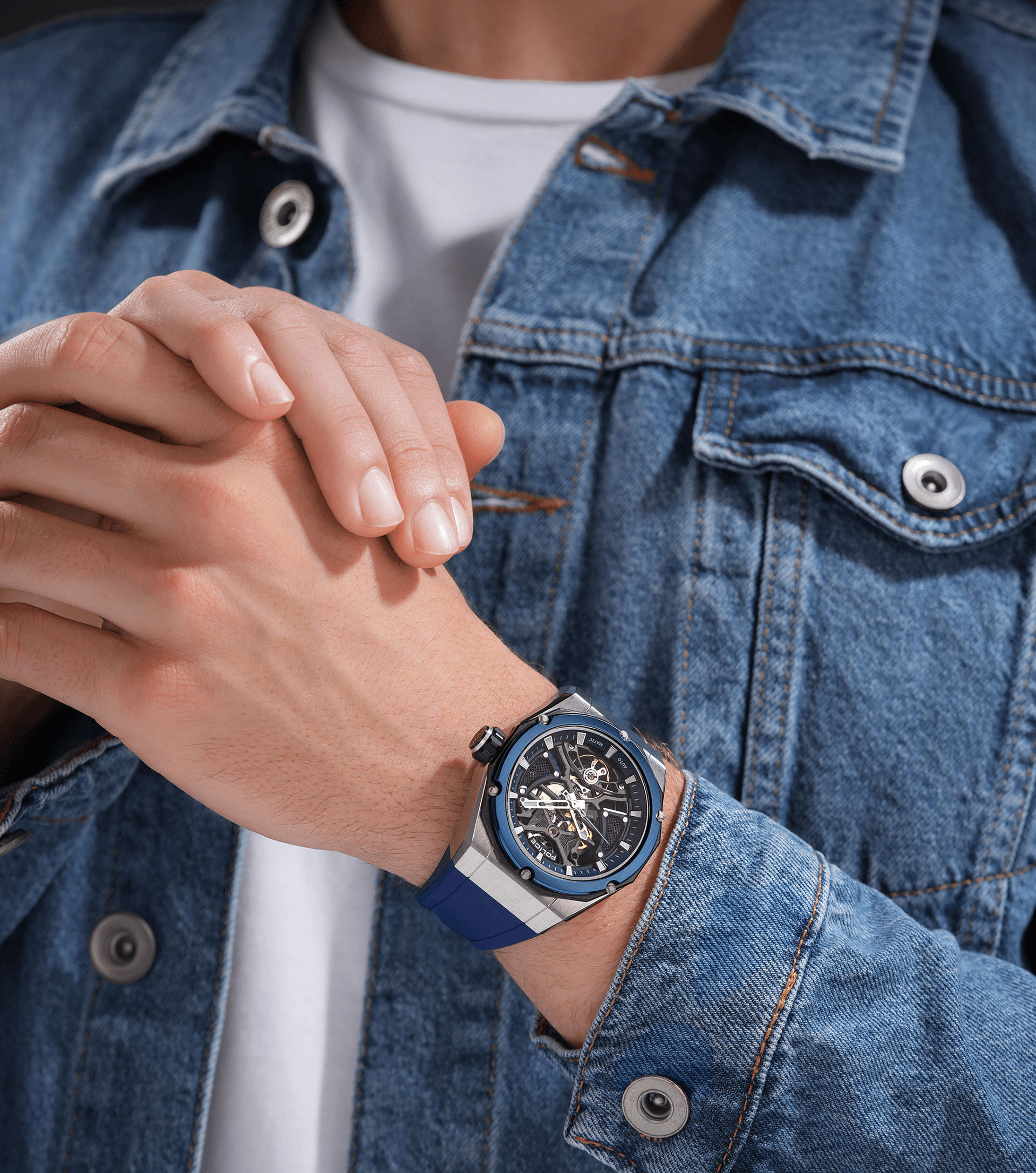 Police Dayton PEWGR0082304 Herrenuhr Blau • Automatikwerk • Sichtboden-Zifferblatt, Bild 5