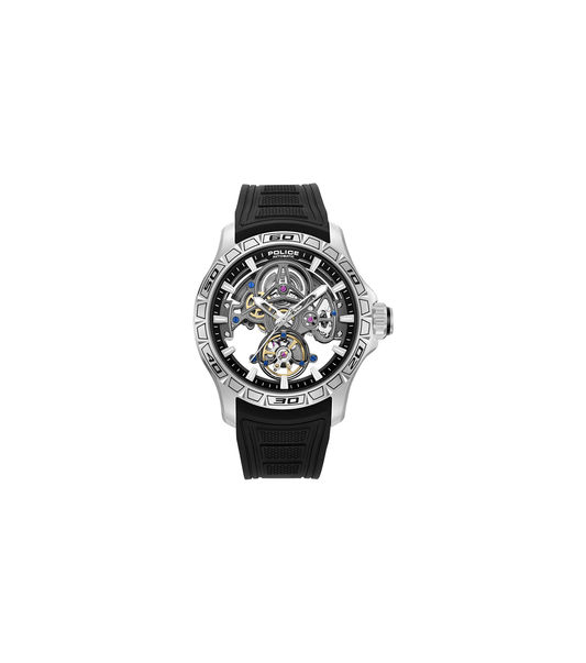 Police Spirit PEWGR0097801 Herrenuhr Schwarz • Automatikwerk • Skelett-Zifferblatt