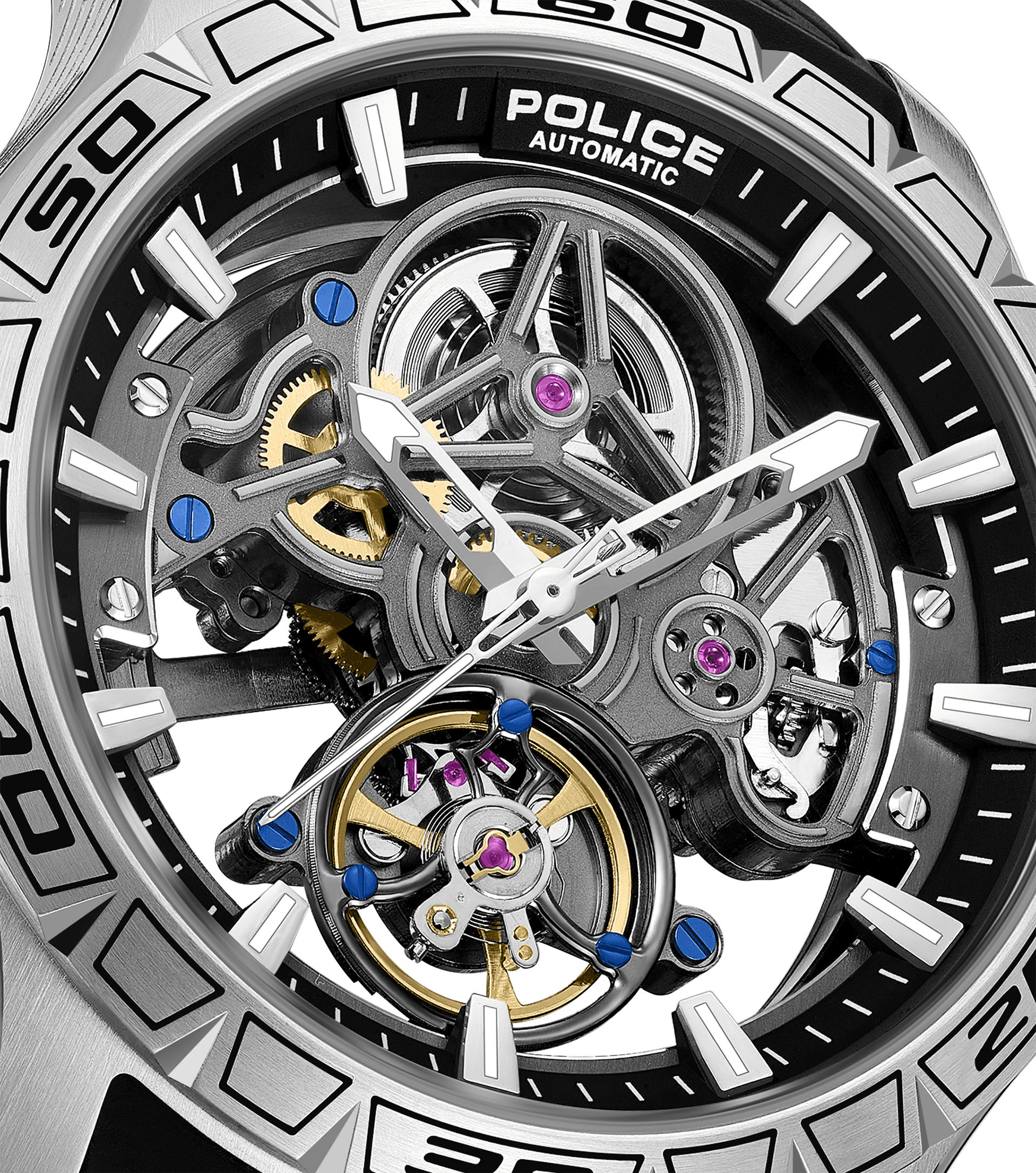 Police Spirit PEWGR0097801 Herrenuhr Schwarz • Automatikwerk • Skelett-Zifferblatt, Bild 4