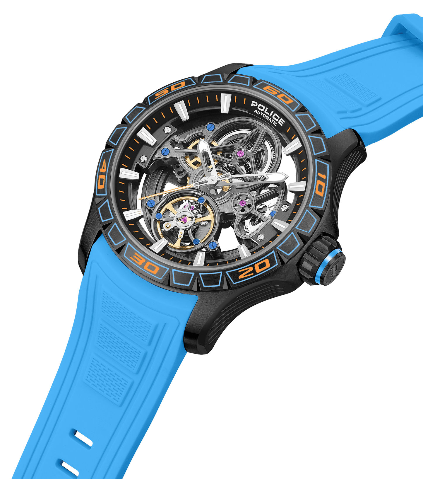 Police Spirit PEWGR0097804 Herrenuhr Blau • Automatikwerk • Skelett-Zifferblatt, Bild 2