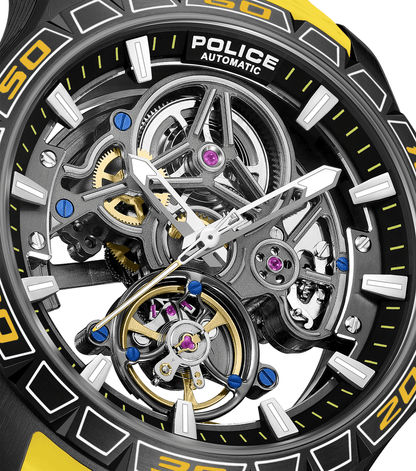 Police Spirit PEWGR0097805 Herrenuhr Gelb • Skelett-Automatikwerk • Edelstahlgehäuse, Bild 4