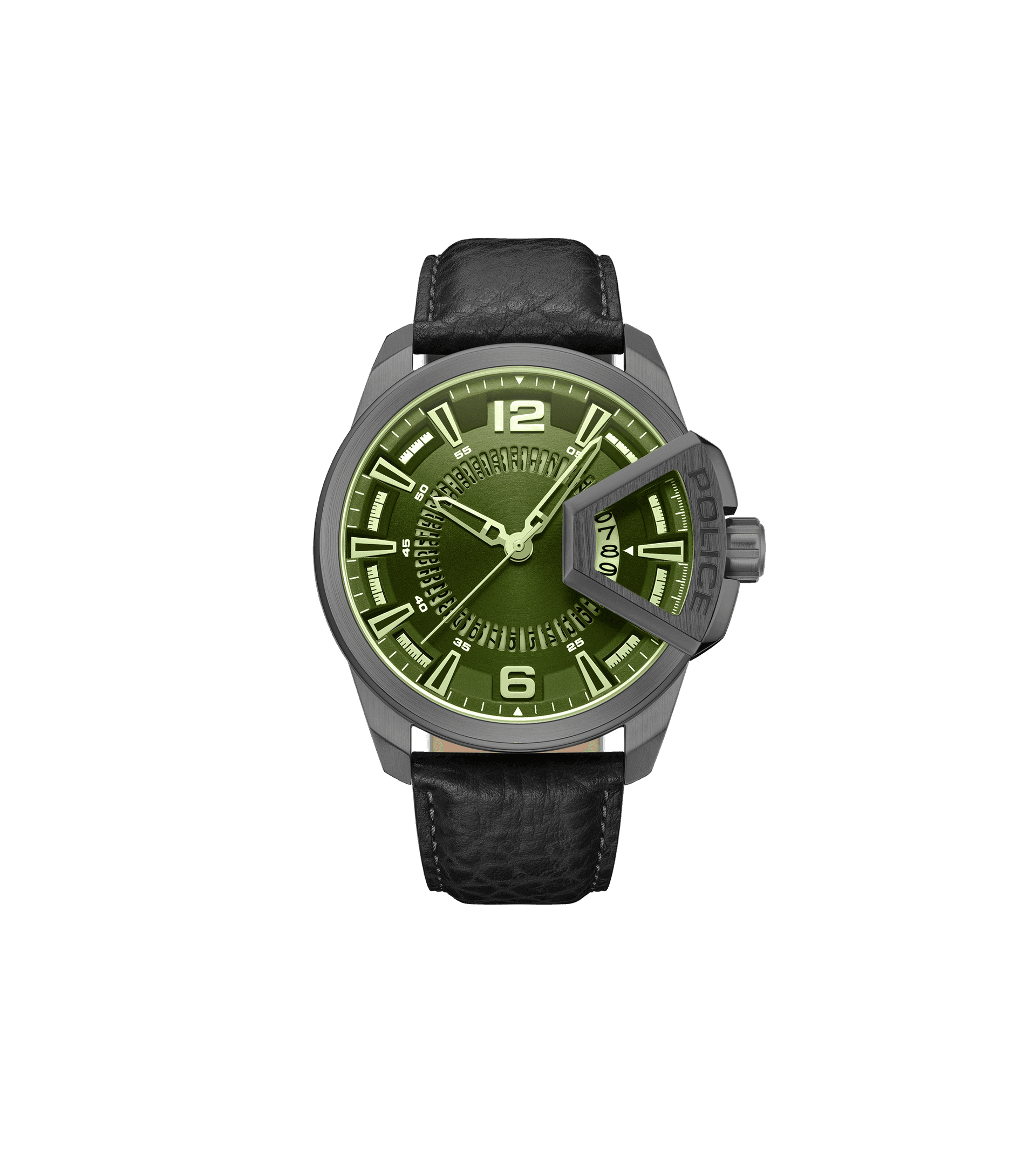 Police Underlined PEWJB0005603 Herrenuhr Schwarz • Lederarmband • Datum-Anzeige