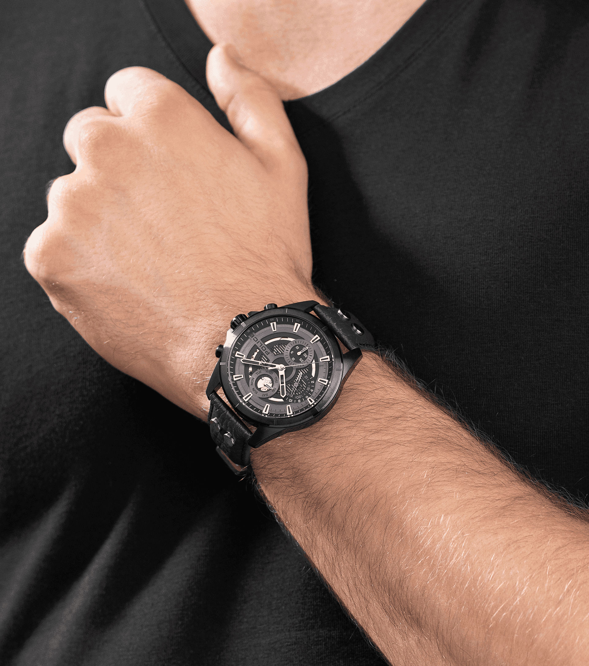 Police Malawi PEWJF0004602 Herren • Multifunktionswerk • Lederarmband Braun, Bild 5