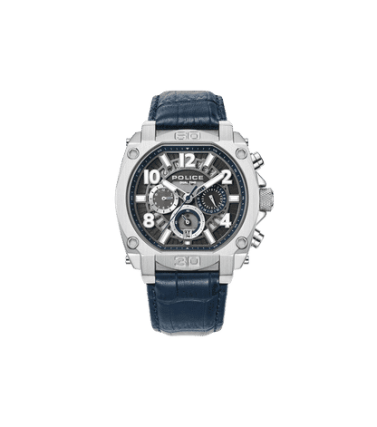 Police Norwood PEWJF0021901 Herrenuhr Blau • Dual-Time-Funktion • Transparentes Zifferblatt