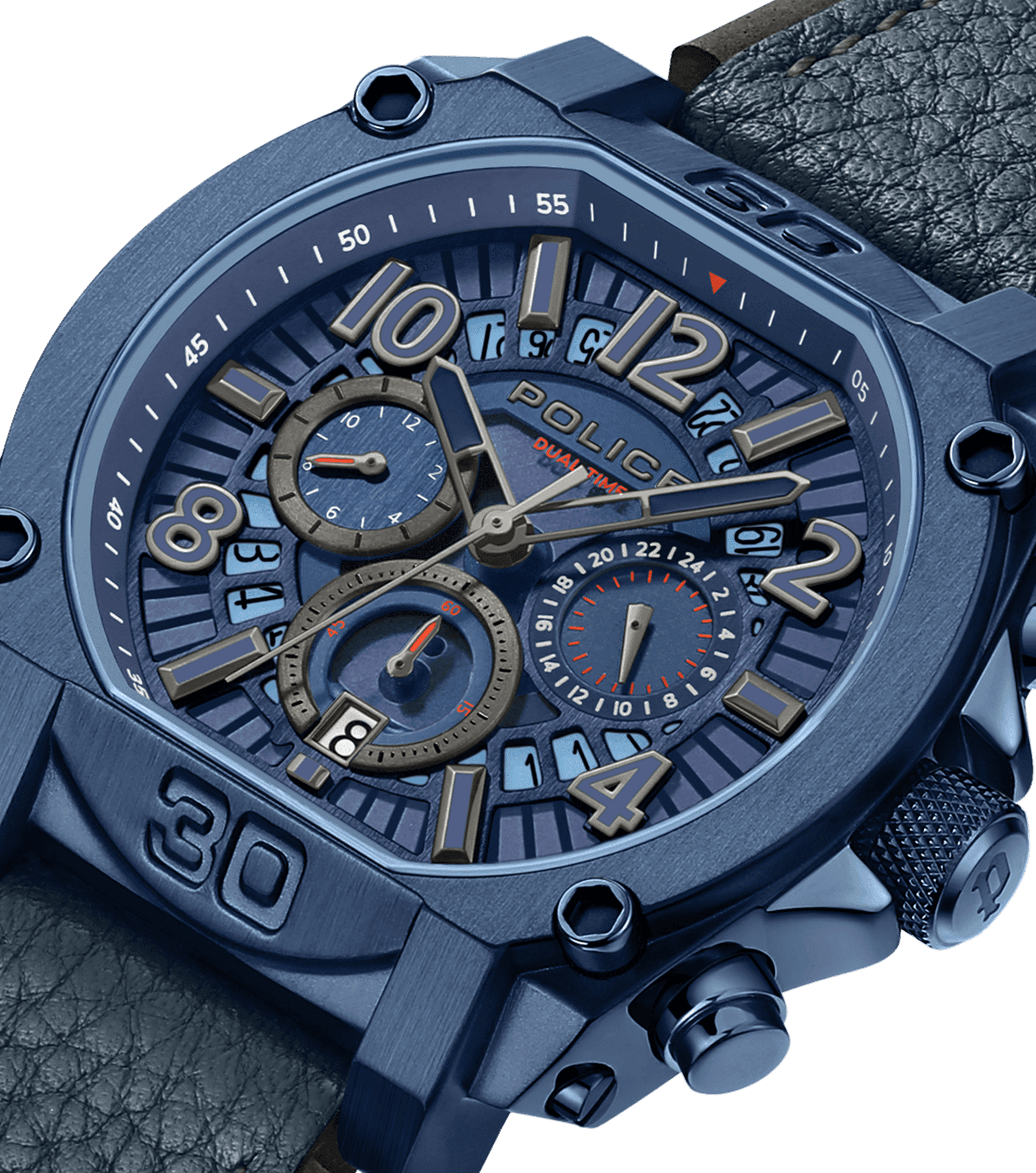 Police Norwood PEWJF0021904 Herrenuhr Blau • Dual-Time-Funktion • Blaues Leder-Armband, Bild 4