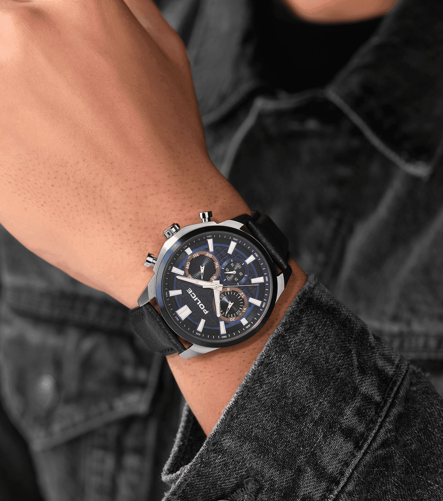 Police Norwood PEWJF0021904 Herrenuhr Blau • Dual-Time-Funktion • Blaues Leder-Armband, Bild 5