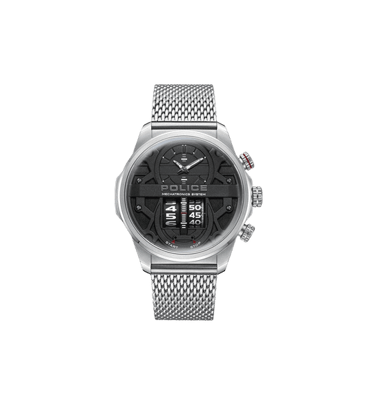 Police Rotocrom PEWJG0006504 Herrenuhr Silber • Mechatronik-Werk • Dual-Zifferblatt