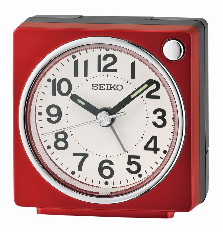 Seiko QHE196R Reloj Despertador Rojo • Segundero Silencioso Sweep • Función Snooze
