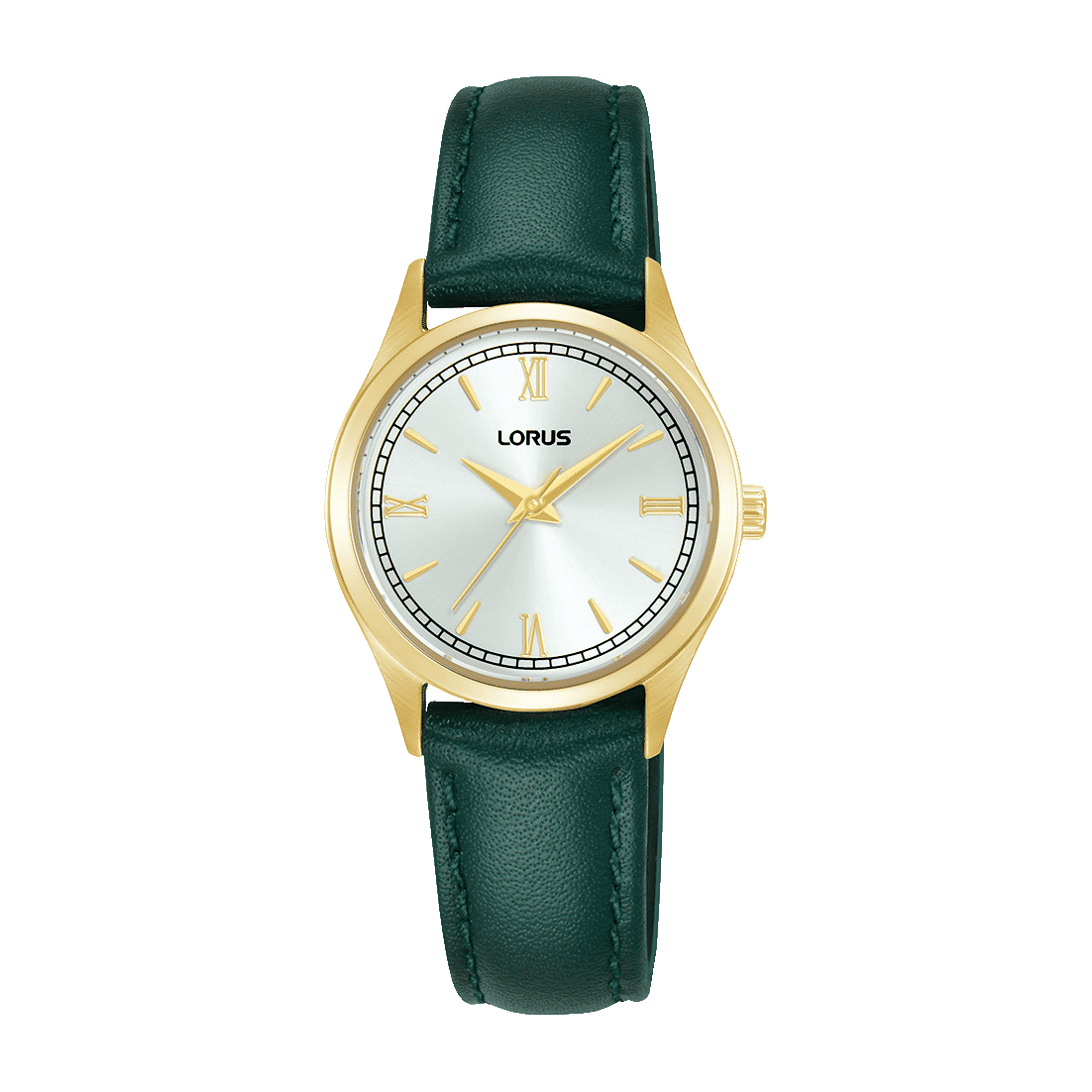 Lorus RG216YX9 Damenuhr Weiß • Mineralglas • Dunkelgrünes Lederarmband
