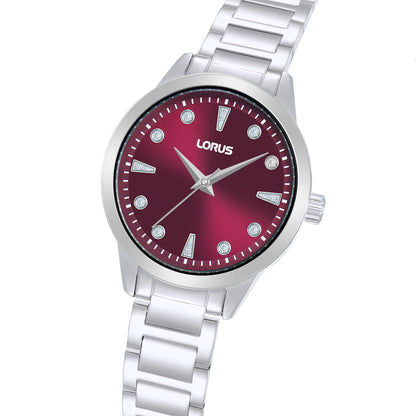 Lorus Ladies RG263YX9 Damenuhr Dunkelrot • Mineralglas • Edelstahlarmband, Bild 2