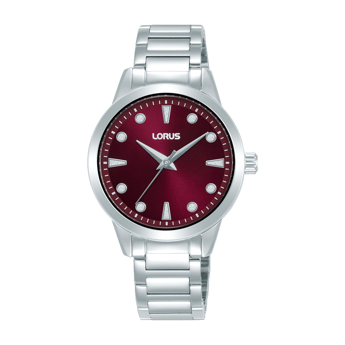 Lorus Ladies RG263YX9 Damenuhr Dunkelrot • Mineralglas • Edelstahlarmband