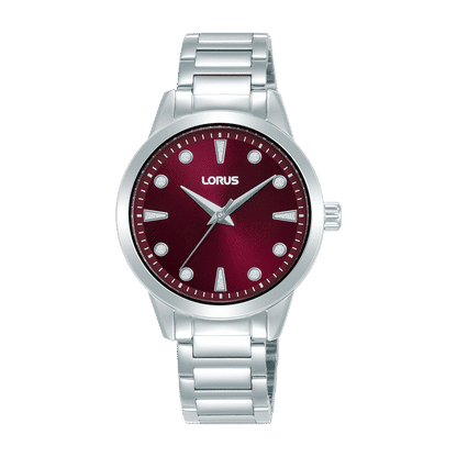 Lorus Ladies RG263YX9 Damenuhr Dunkelrot • Mineralglas • Edelstahlarmband