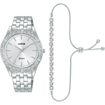 Lorus RG289XX9 Damenuhr Set mit Armband Silber • Mineralglas • Edelstahlarmband