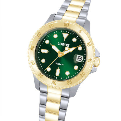 Lorus Sports RG820DX9 Damenuhr Dunkelgrün • Mineralglas • Edelstahlarmband, Bild 2