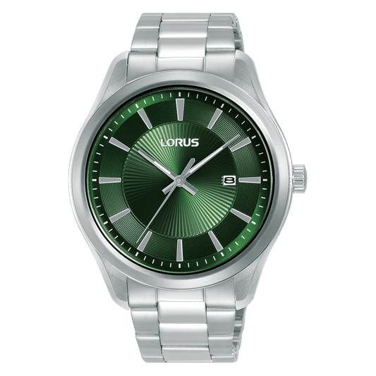 Lorus Classic RH929RX9 Herrenuhr Dunkelgrün • Mineralglas • Edelstahlarmband