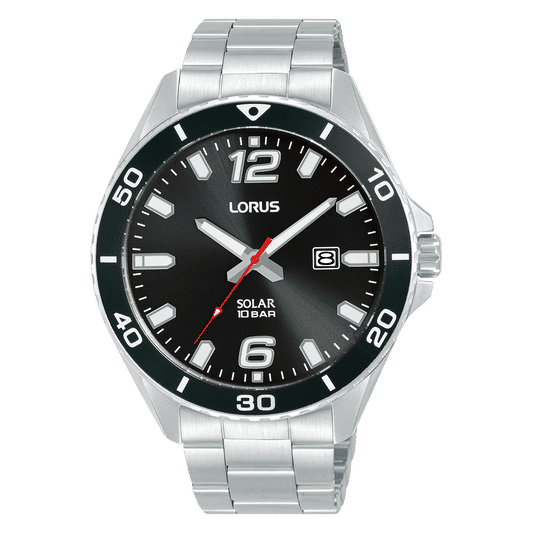 Lorus Sports RX359AX9 Herrenuhr Schwarz • Solarwerk • 10 BAR Wasserdicht