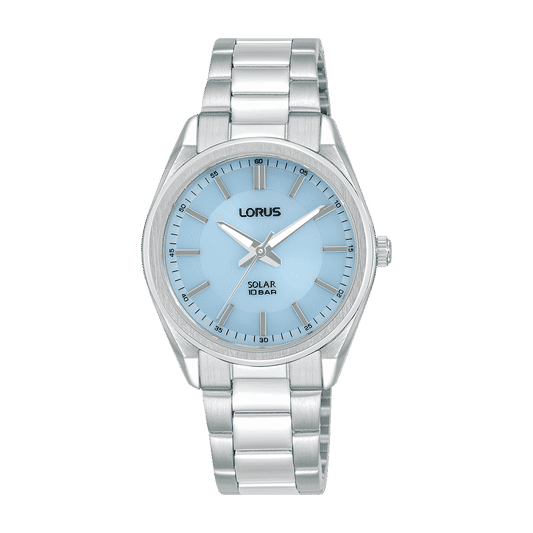Lorus RY511AX9 Solar Damenuhr Hellblau • Mineralglas • Edelstahlarmband