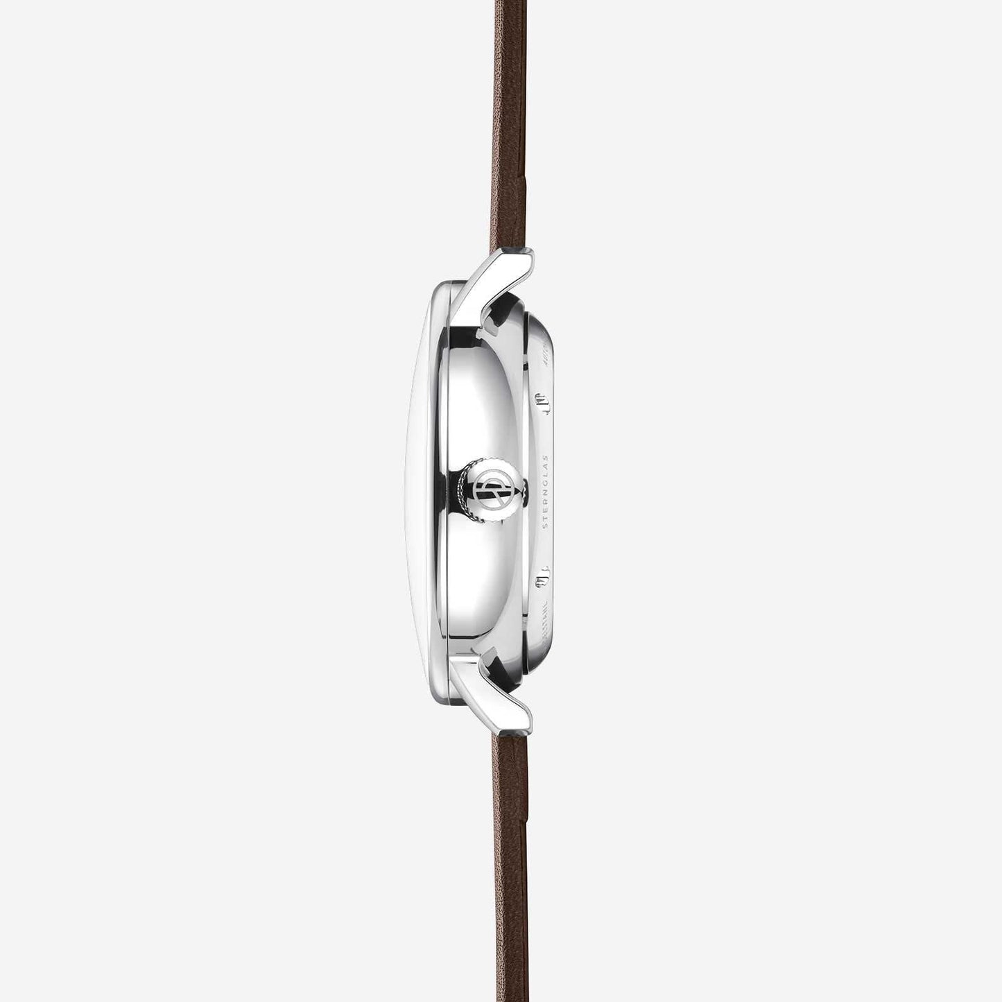 Silla de comedor Naos A, color blanco/plata premium, con perfil en gris