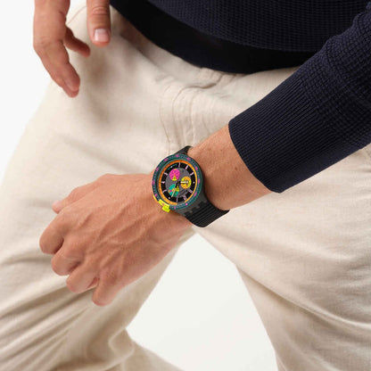 Swatch Big Bold SB02B104 Neon Seppia Armbanduhr Schwarz • Retro Chronograph • Leuchtzeiger, Bild 7