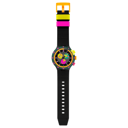 Swatch Big Bold SB02B104 Neon Seppia Armbanduhr Schwarz • Retro Chronograph • Leuchtzeiger, Bild 4