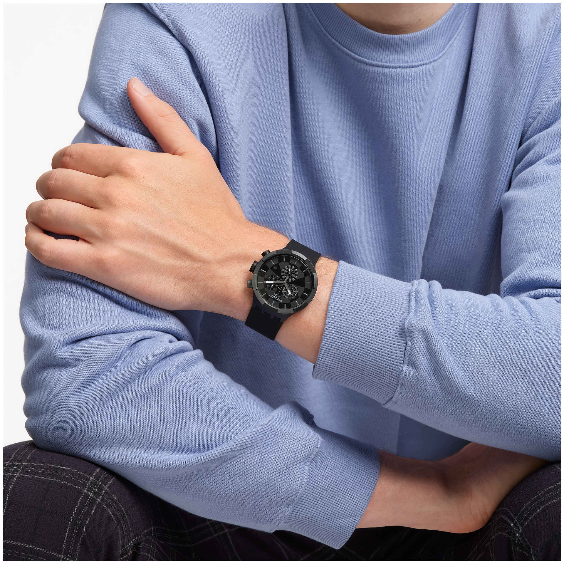 Swatch Big Bold SB02B400 Herrenuhr Schwarz • Kunststoffgehäuse mit Silikonarmband • Schweizer Qualität, Bild 2