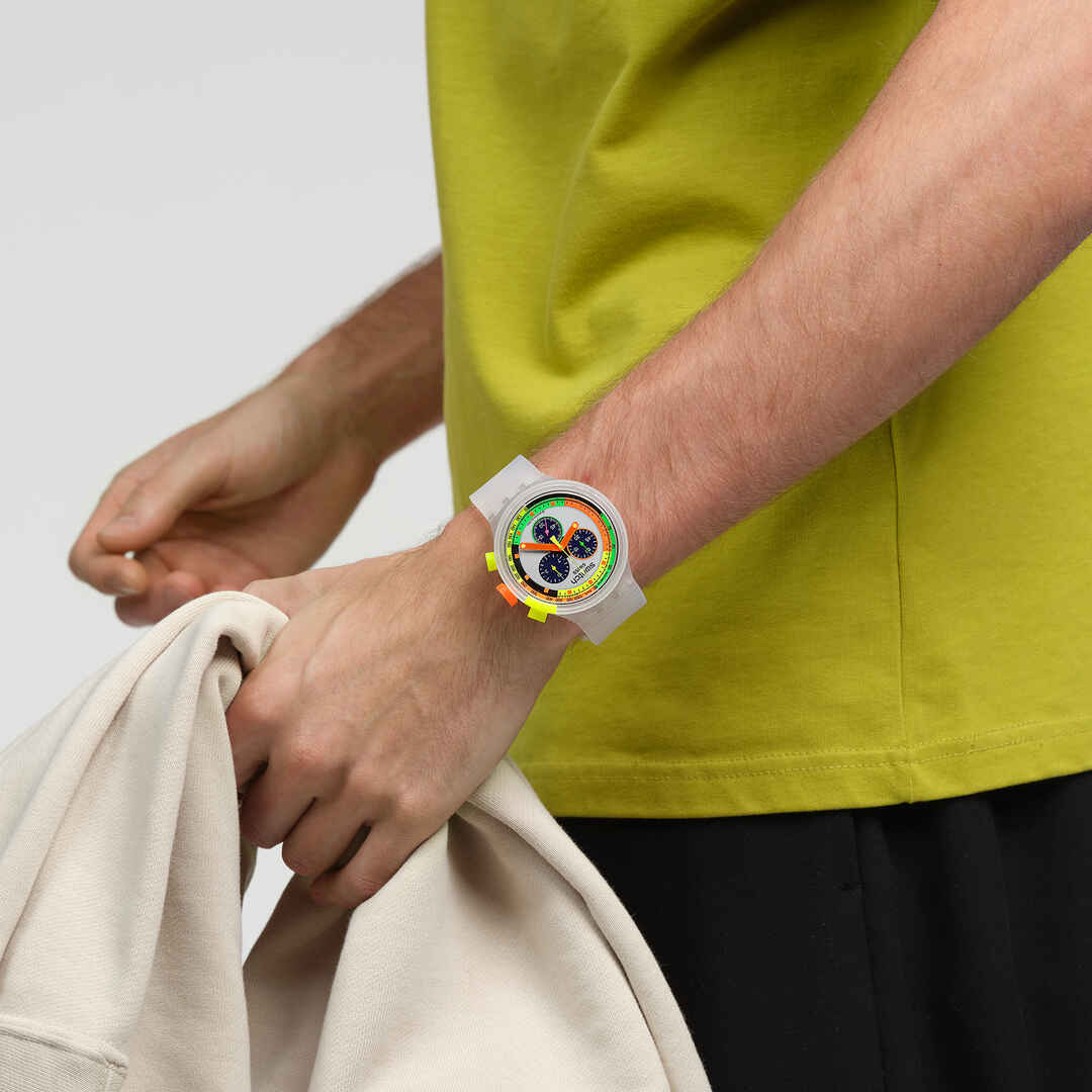 Swatch Neon Jelly SB02K100 Damen Armbanduhr Transparent • Mehrfarbiges Zifferblatt • Tachymeter-Skala, Bild 7
