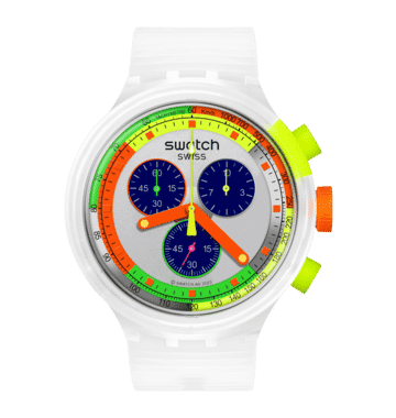 Swatch Neon Jelly SB02K100 Damen Armbanduhr Transparent • Mehrfarbiges Zifferblatt • Tachymeter-Skala, Bild 9