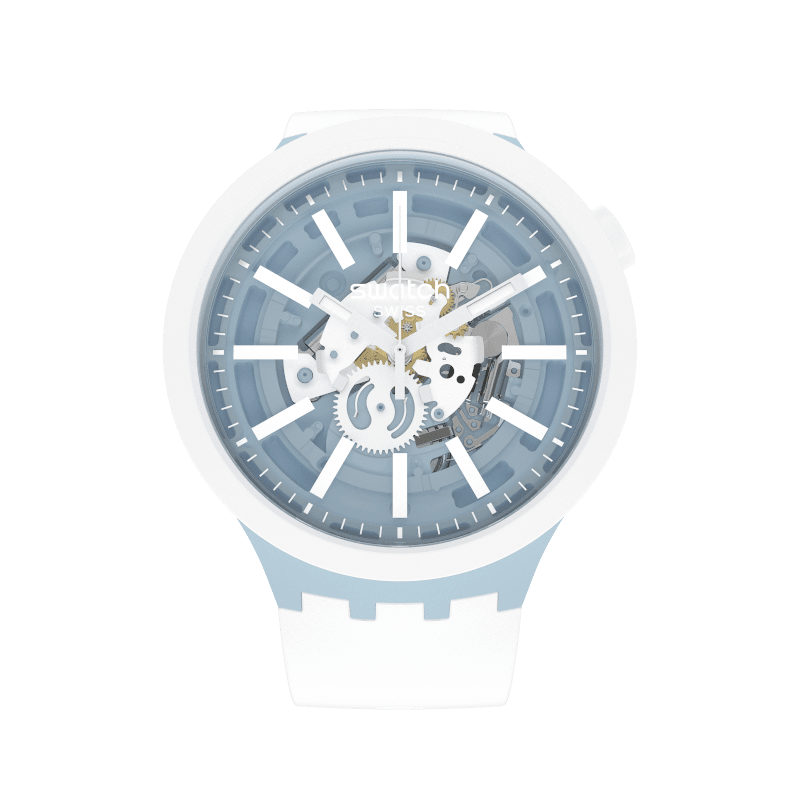 Swatch Big Bold SB03N103 Herrenuhr Weiß • Quarzwerk • Markanter Überformat-Look