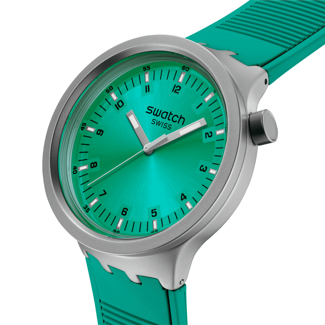 Swatch Big Bold Irony SB07S100 Armbanduhr Aqua Shimmer • Großes Gehäuse • Irony Kollektion, Bild 2