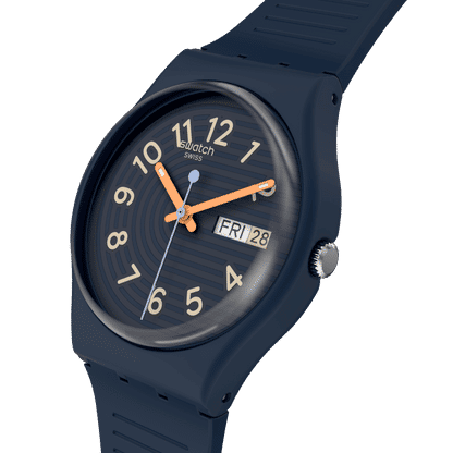 Swatch Originals Medium SO28I700 Trendy Lines at Night Armbanduhr Dunkelblau • Biosourced Gehäuse & Glas •