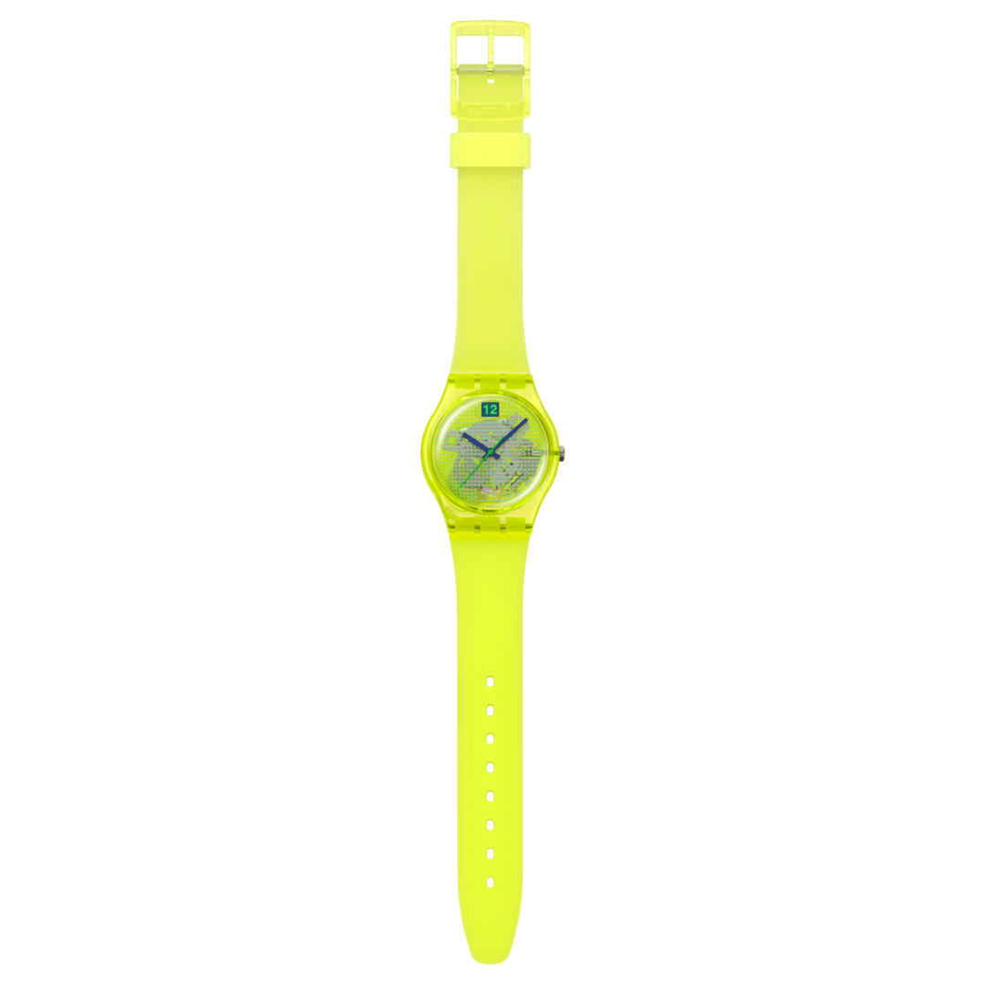 Swatch Originals Medium SO28J103 Luminously Lemon Damenuhr Transparent • Biosourciertes Gehäuse • 80s Retro-Design, Bild 4