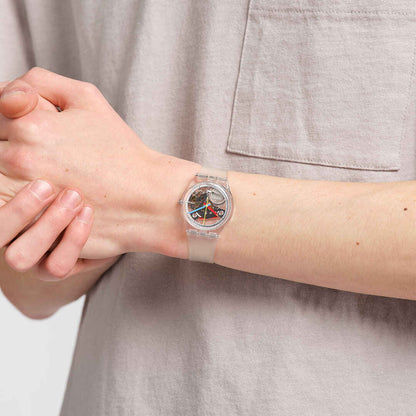Swatch Originals Medium SO28K100-S06 Armbanduhr Transparent • Biosourced Gehäuse • Farbige Zeiger, Bild 7