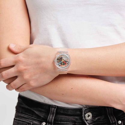 Swatch Originals Medium SO28K100-S06 Armbanduhr Transparent • Biosourced Gehäuse • Farbige Zeiger, Bild 6