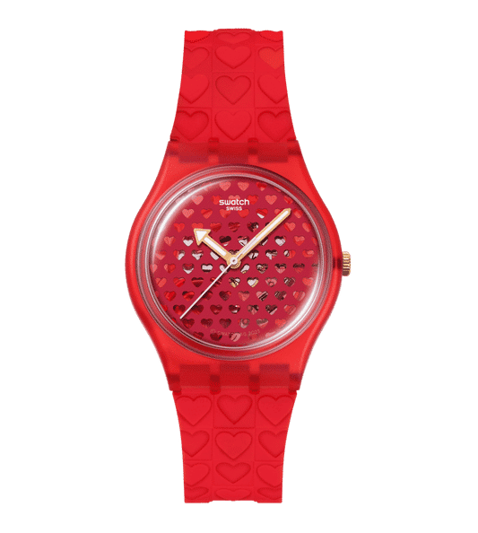 Swatch Originals Medium SO28Z122 Damenuhr Rot • Quarzwerk • Valentinstag Edition