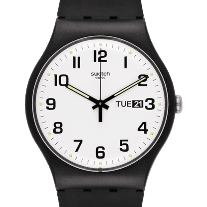 Swatch Originals Large SO29B703 Twice Again Armbanduhr Weiß • Biosourciertes Armband • Tag- und Datumsanzeige, Bild 3