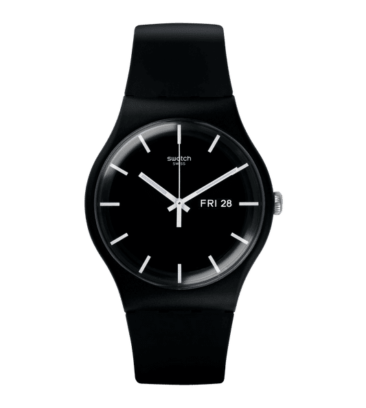 Swatch Originals Large SO29B704 Mono Black Herrenuhr Schwarz • Biosourced Material • Tag-/Datumsfenster