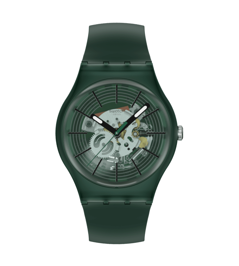 Swatch Originals Large SO29G111 Revealed in the Forest Armbanduhr • Grünes Muster-Design • Quarzwerk