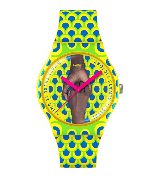 Swatch Originals Large SO29Z148 Unity Always Armbanduhr Gelb • Biosourced Gehäuse • Künstler-Edition