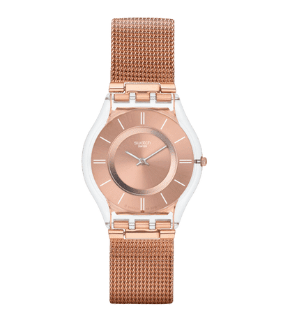Swatch Skin SS08K104M Hello Darling Damen Armbanduhr • Ultra-flaches Gehäuse • Transparentes Design
