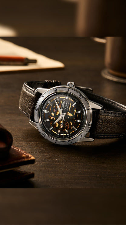 Seiko Presage Style60s SSA461J1 Herrenuhr Schwarz • Automatikwerk mit Handaufzug • Sichtboden, Bild 2