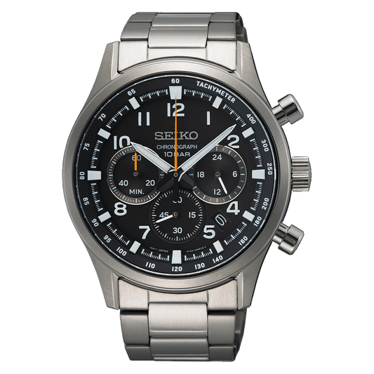 Seiko SSB447P1 Herrenuhr Chronograph Stahl/Schwarz • Saphirglas • 10 Bar Wasserdicht