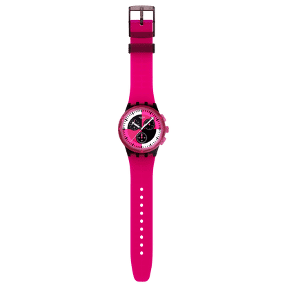 Swatch New Chrono Plastic SUSB110 Armbanduhr Fuchsia • Chronograph • Leuchtzeiger, Bild 4