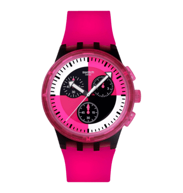Swatch New Chrono Plastic SUSB110 Armbanduhr Fuchsia • Chronograph • Leuchtzeiger, Bild 8