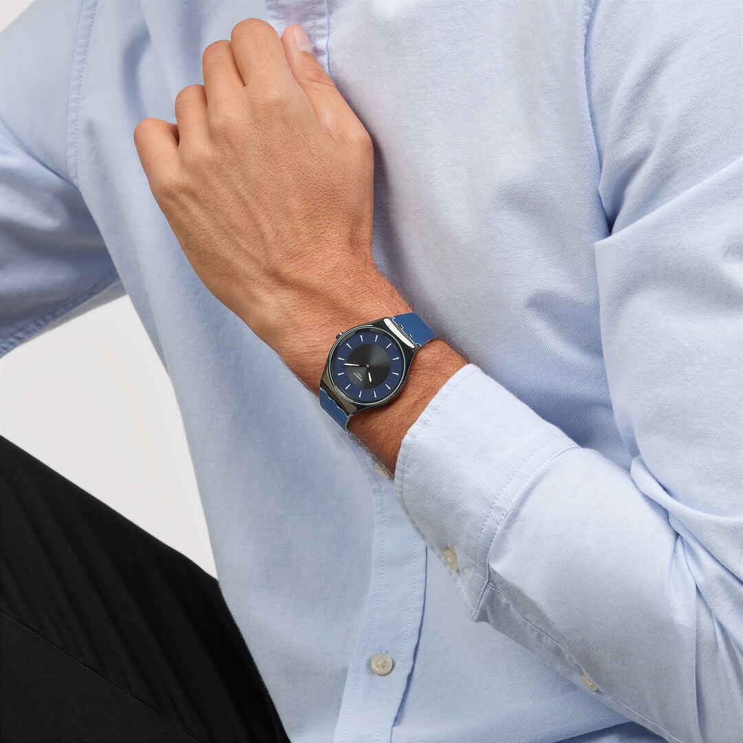 Swatch Skin Irony SYXB108 Duet at dusk Herrenuhr Schwarz • Ultraflaches Edelstahlgehäuse • Leuchtzeiger, Bild 8