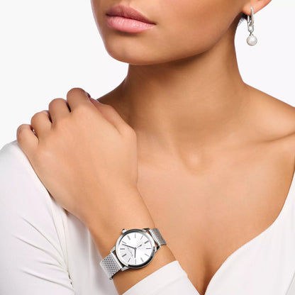 Thomas Sabo Glam Spirit WA0248-201-201 Damen Armbanduhr Silber • Milanaise-Armband aus Edelstahl • Mineralglas