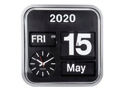 Karlsson Big Flip KA4202 Wanduhr Silber • Klappzahlen-Kalender • Retro-Design, Bild 2